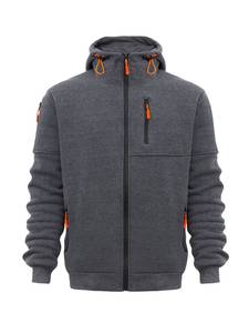 Vente en gros 100% sweats à capuche en molleton de coton pour hommes sweats imprimés poids lourd fermeture éclair complète cordons respirants bloc de couleur - Product Image 2