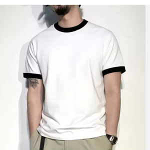 เสื้อยืดผู้ชายผ้าฝ้ายออร์แกนิก100% ใส่สบายทรงหลวมโลโก้ด้านหน้าไซส์พอดีตัว - Product Image 4