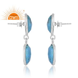 Nuevas llegadas 925 plata esterlina paladio plateado turquesa natural piedra preciosa pendiente fabricante de joyería personalizada - Product Image 4