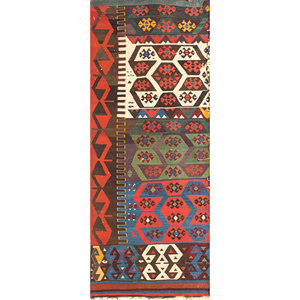 พรมขนสัตว์ทอลายเรียบสีเบจและสีน้ำตาล ลายเรขาคณิต สำหรับตกแต่งบ้าน-Paem-974 - Product Image 1