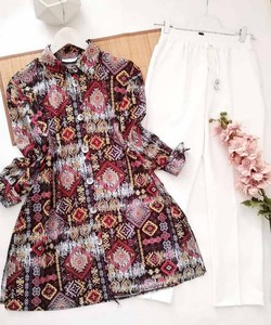 เสื้อแฟนซีสไตล์แบบตะวันตกเสื้อดีไซน์ใหม่ล่าสุดพร้อมพาลาซโซสำหรับผู้หญิง - Product Image 4