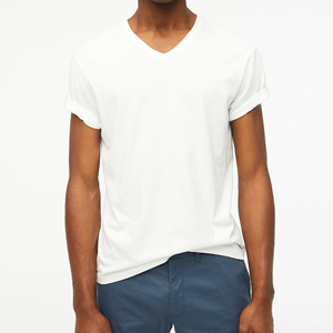 2024 Logo personnalisé col en v t-shirts pour hommes respirant de haute qualité 100% coton Polyester séchage rapide doux grande taille décontracté court - Product Image 1