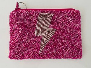 Bolsa de cuentas de vaquero de alta calidad de Color rosa y blanco, Mini monedero occidental hecho a mano, Material de lona con cierre de cremallera - Product Image 2
