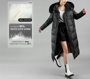 Custom Women's <b>Parka</b> <b>Jacket</b> Long Loose Thin Puffer Coat with Detachable Hood Canvas Nylon Eco-Friendly <b>Waterproof</b> - Product Image 4