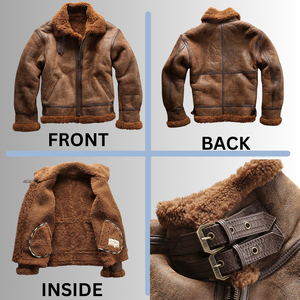 Chaqueta Bomber de Cuero Cálida de Alta Calidad para Hombre, Chaqueta Bomber B3 Clásica de Moda de Primera Calidad, Piel de Oveja Genuina - Product Image 5