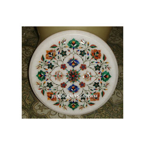 Excelente mesa con incrustaciones de mármol blanco, Popular con diseño de flores de superficie brillante, trabajo hecho a mano, calidad fina para decoración del hogar - Product Image 1