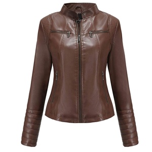 Nouveautés femmes moto décontracté veste en cuir vieilli Slim Fit mode haute qualité femmes vestes en cuir 2025 - Product Image 3
