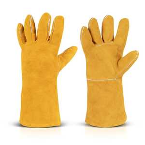 Longs gants de sécurité en cuir de vachette véritable pour la protection des travaux de soudage industriel pour les travailleurs de la vache - Product Image 1