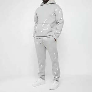 ชุดเซ็ตแทรคสูทผู้ชายแบบมีฮู้ดเต็มตัว ปี 2025 รุ่นสั่งทำพิเศษสำหรับเพ้นท์ลาย ฮิปฮอป สตรีทแวร์ ไซส์ใหญ่ สำหรับฤดูหนาว ผ้าหนา ย้อมสีด้วยมือ - Product Image 1