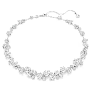 Elegante Collar de Lujo Plateado para Mujer con Piedras Cultivadas en Laboratorio de Tamaños Variados, Engaste de Puntas, Joyería de Moda B2B para Bodas - Product Image 1