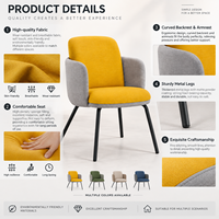 Fauteuil minimaliste en tissu rembourré avec accoudoirs intégrés, chaise à quatre pieds à hauteur fixe pour chambre d'hôtel, café, coin lecture