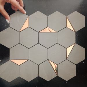 RoseQuartz Hive 73mm Hexa Cerámica Cuerpo completo Azulejos de pared de mosaico vitrificado Mate para paredes de baño y áreas de ducha Recepción del vestíbulo - Product Image 1