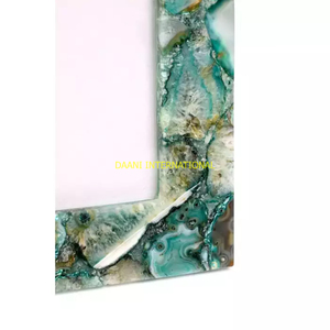 Cadre photo en pierre d'agate bleue fabriqué à la main cadre photo horizontal décoratif de luxe pour cadeau d'anniversaire de mariage de bureau à domicile - Product Image 6