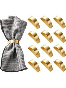 Porte-serviettes personnalisé Forme demi-coupée Design élégant pour vaisselle Décoration de mariage Anneau porte-serviettes avec plaqué or 2025 - Product Image 2