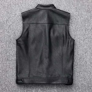 Premium Quality Windproof Men's <b>Leather</b> <b>Biker</b> <b>Vest</b> Waistcoat Custom Logo Design High Street Style Winter Season Sale Pakistan - Product Image 3