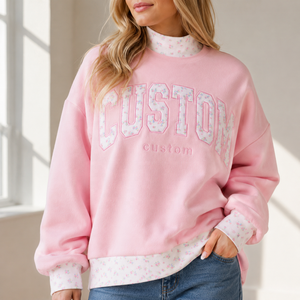 Sudadera de cuello alto extragrande para mujer, gris, con estampado de letras de hermandad, manga larga, de algodón tejido, ODM, para invierno y otoño - Product Image 5