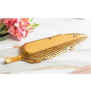 Bandeja Decorativa con Diseño de Hojas de Latón, Estilo Bohemio y Acabado Lacado Antiguo para Decoración con Motivos Vegetales - Product Image 5