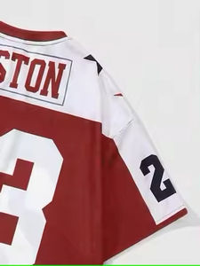 Camiseta personalizada Vintage con diamantes de imitación Boxy camiseta de fútbol a rayas para jóvenes americanos Camiseta deportiva de club de fútbol con diamantes de imitación - Product Image 5