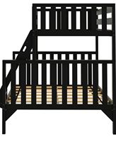Traditionelles Massivholz-Etagenbett Einzelbett über Doppelbett mit Leiter und Sicherheitsgeländer für Kinder und Erwachsene