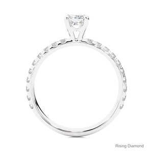 0,7 Ct Princess Cut Lab Grown Half Eternity Diamond Ring en oro Compromiso y regalo de aniversario para ella - Product Image 6