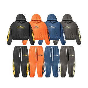 Conjunto Deportivo con Efecto Deslavado, Sudadera con Capucha y Pantalones, 100% Algodón, Estilo Holgado, Unisex - Product Image 1