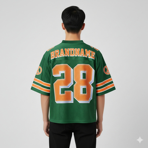 เสื้อเจอร์ซีย์อเมริกันฟุตบอลทรงครอป คอวี ผ้าตาข่ายขนาดใหญ่ สไตล์วินเทจ ผลิตตามสั่งสำหรับผู้ชาย - Product Image 2