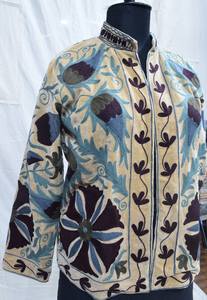 Veste en toile brodée de fleurs Suzani pour femmes, best-seller, vêtements d'hiver et d'automne, rembourrage en coton, décoration boutonnée, produit fini - Product Image 2