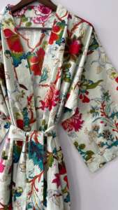 Kimono pur coton Kaftan Block Print Oriental Robe Festival Vêtements 100% Coton Kimono Robes - Product Image 6