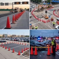Cône de signalisation en HDPE de 30 pouces (75 cm), léger, durable, réfléchissant prismatique haute intensité, certifié CE, 4 kg, personnalisable, empilable