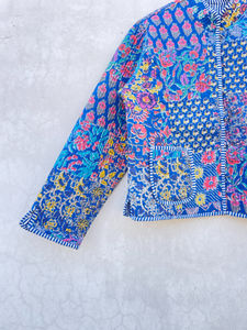 Chaqueta Bomber Acolchada de Algodón con Patchwork Hecha a Mano en India, Estilo Vintage Color Durazno, Nueva Chaqueta Boho Reversible para Mujer, Otoño, Invierno, Verano - Product Image 2