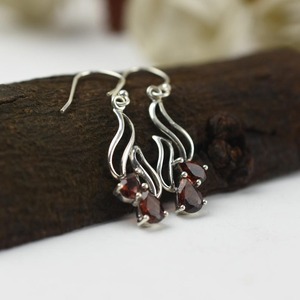 925 Solid Sterling <b>Silver</b> Handmade Gemstone Garnet Drop <b>Earrings</b> Best Quality <b>Dangle</b> <b>Earrings</b> for Women Girls 925 Stamp <b>Silver</b> - Product Image 5