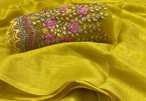 ชุดแต่งงานส่าหรีผ้าชีฟองมาใหม่ล่าสุดเสื้อเบลาส์พร้อมงานปักผู้ผลิตจาก Surat - Product Image 3