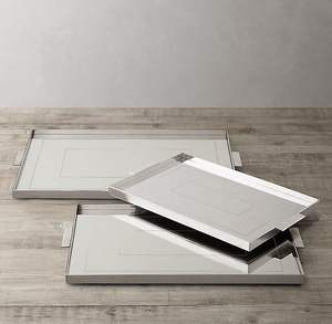 <b>Rectangular</b> stainless steel serving <b>tray</b> with polished <b>mirror</b> finish for modern home and hotel food presentation settings - Product Image 5