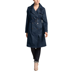 Kivotech Phụ Nữ Áo Khoác Màu Xanh Đậm Của Phụ Nữ Dài Trenchcoat Đôi Ngực Thoáng Khí Cổ Điển Hạt Đậu Áo Với Vành Đai - Product Image 3