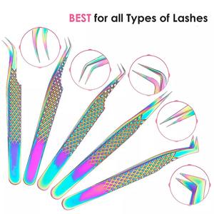 Pinces à épiler pour extensions de cils en acier inoxydable avec logo et design personnalisés, couleur titane, pinces à épiler pour extensions de volume - Product Image 5