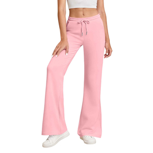 Wholesale Women's Oversize Flare Sweatpants Breathable Cotton Fleece with High Drawstring Waist Causal Style for Women - Product Image 5