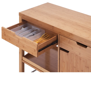 Solid Wood Kitchen Island Multi-Functional 2-Drawer Rolling Kitchen Island Foldable Dining Table Set Wood Storage <b>Cabinet</b> - Product Image 4