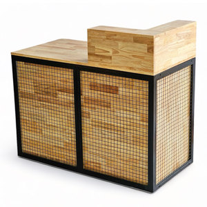 Industrial Luxury <b>Reception</b> <b>Counter</b> 120x60x82cm MDF Rubber Wood BLT68021 for Store Gym School and Clothing Front Desk - Product Image 1