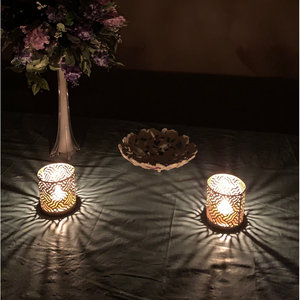 Soporte votivo de hierro geométrico de oro nórdico, soporte de Metal tallado hueco hecho a mano para aromaterapia, decoración del hogar y la boda - Product Image 5