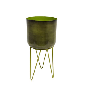 Juego de 2 macetas redondas martilladas con soporte de metal Color marrón grande para jardín y hogar sala de estar comedor decoraciones - Product Image 4