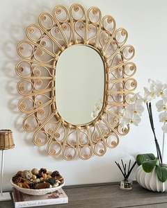 Elegant <b>rattan</b> wall <b>mirror</b> handcrafted with woven details perfect for wedding decor cafes boutiques and luxury homes - Product Image 2