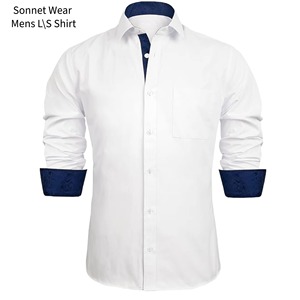 Camicie casual da uomo a maniche lunghe con bottoni tinta unita - Product Image 1