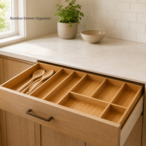 Bamboo Cutlery <b>Drawer</b> <b>Organizer</b> Tray Divided Sections <b>Kitchen</b> Utensil Storage Wholesale - Product Image 2