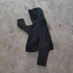 Ensemble personnalisé de sweat-shirt et de pantalon de survêtement à strass en 2 pièces Unisexe Ample Délavé à l'acide Jogging pour hommes 100% coton - Product Image 2