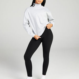 Personnalisable surdimensionné solide femmes goutte épaule Mockneck sweat 100% coton matériel respirant Logo personnalisé - Product Image 4