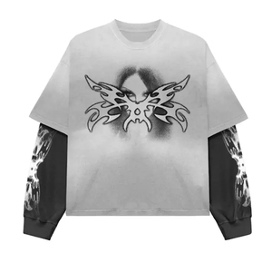 2025 dernière conception personnalisée de haute qualité Double couche lourd 100% coton Double couche sérigraphie à manches longues t-shirt - Product Image 5