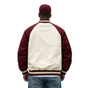 Kappa Alpha Psi Krimson and Kream-Bomber <b>Jacket</b> Greek Fraternity Varsity Style Premium Outerwear - Product Image 2