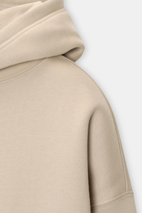 Sudadera con capucha beige extragrande para hombre, corte holgado, tejido polar suave, estilo casual, perfecta para uso diario y comodidad. - Product Image 2