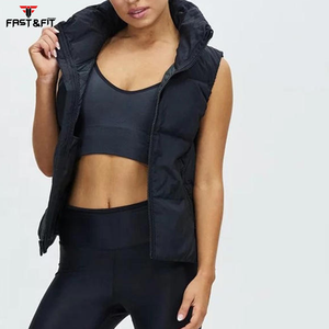 Chaqueta de invierno de lana de alta calidad personalizada para mujer, ropa exterior sin mangas acolchada de cuello alto impermeable de algodón transpirable - Product Image 5