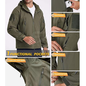 Veste tactique d'extérieur avec coutures renforcées, coupe-vent, imperméable et multiples poches pour l'équipement - Product Image 4